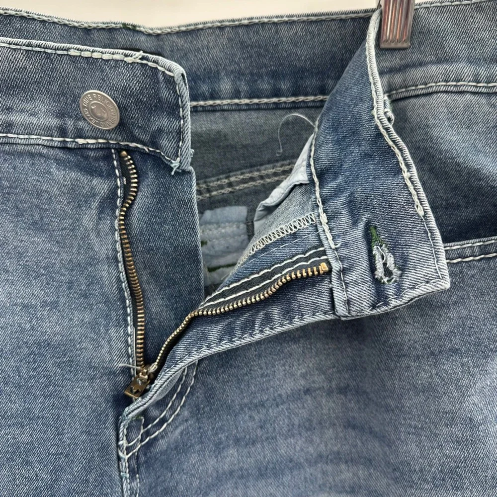 True Religion Ricky Big T Flap Relaxed Straight Jeans Light Pacific Wash 36x34